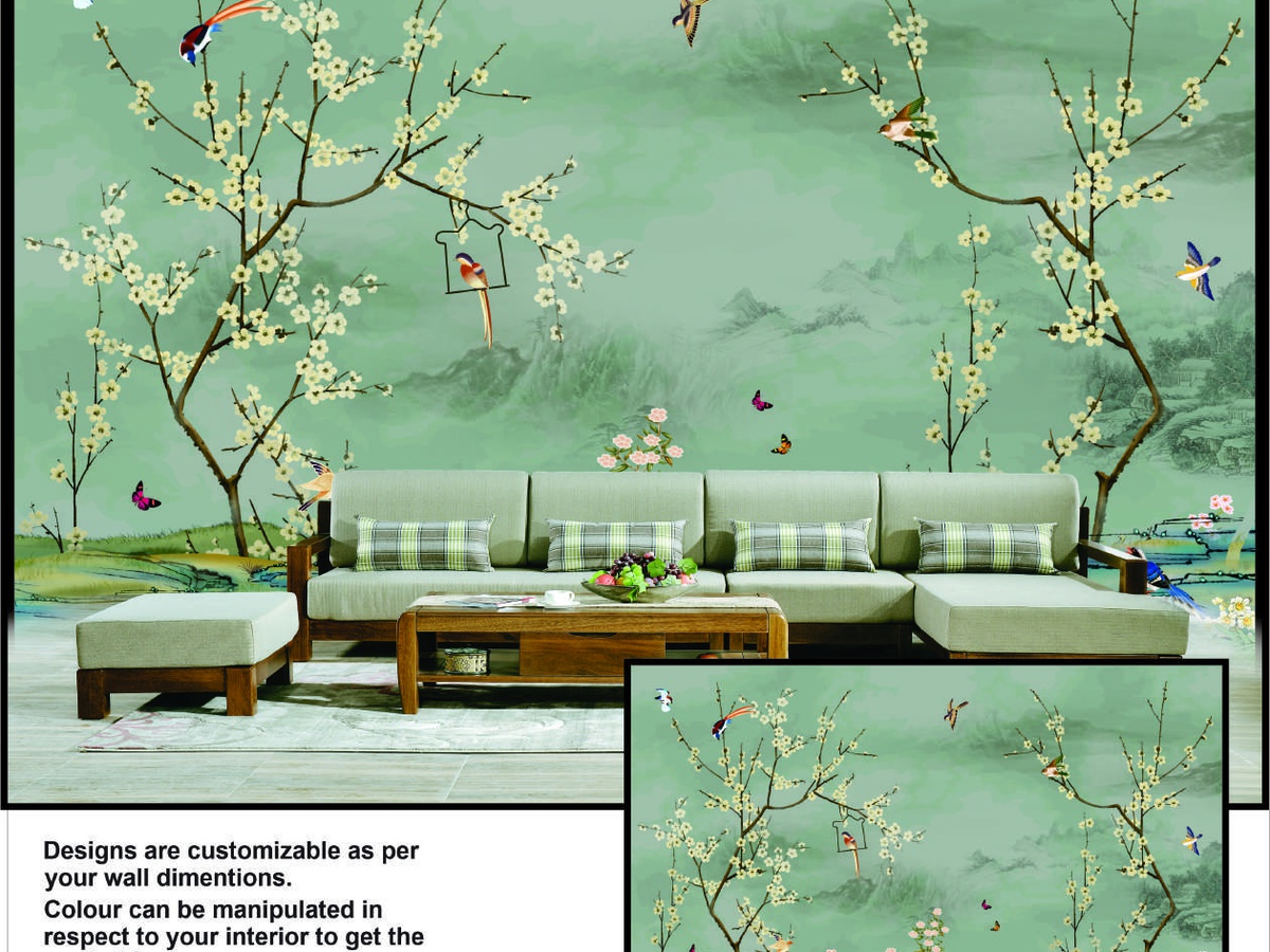 Abstract wallpaper hall entrance Noida apartment