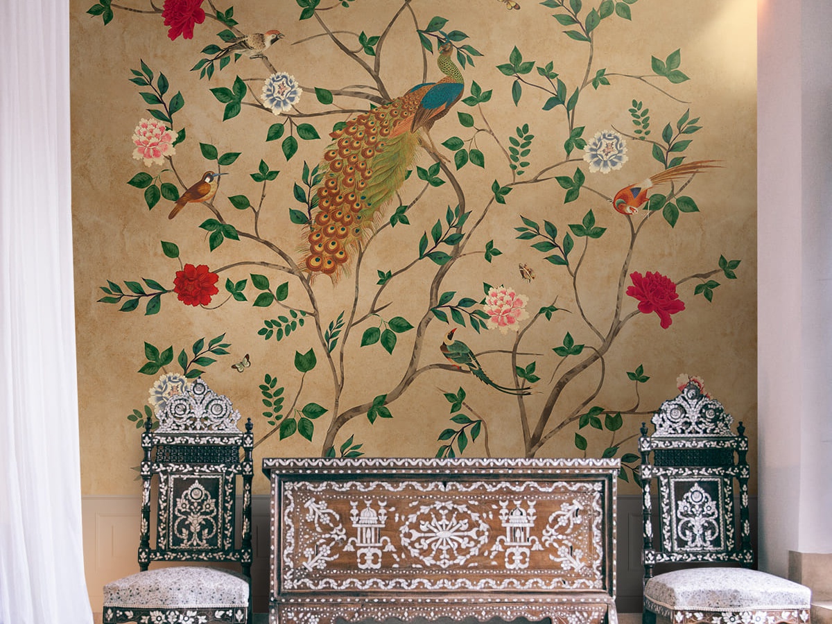 Ombre fade bedroom wallpaper Noida installation
