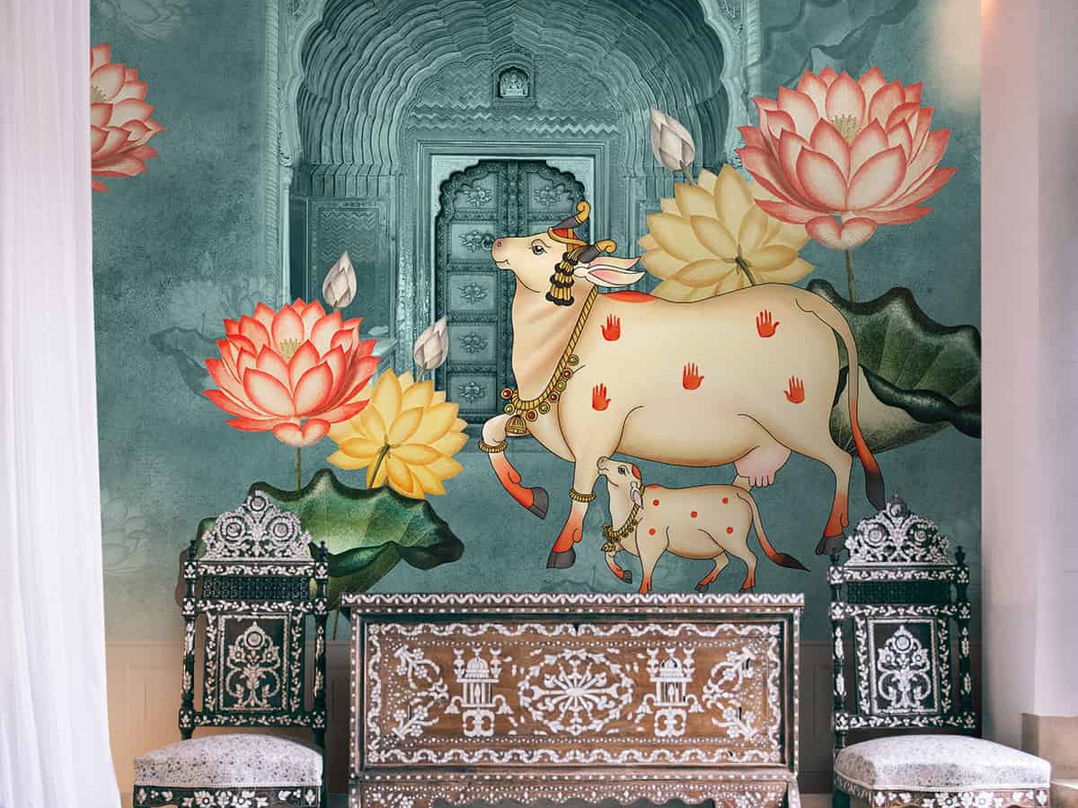Pichwai wallpaper pooja room Noida